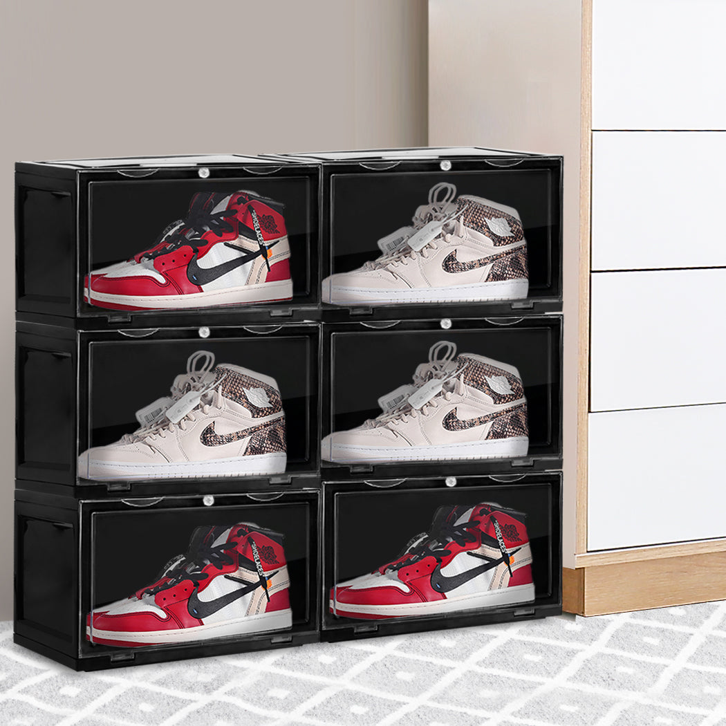 Plastic Shoes Boxes Clear Sneaker Display Storage Case Stackable Container 6pk
