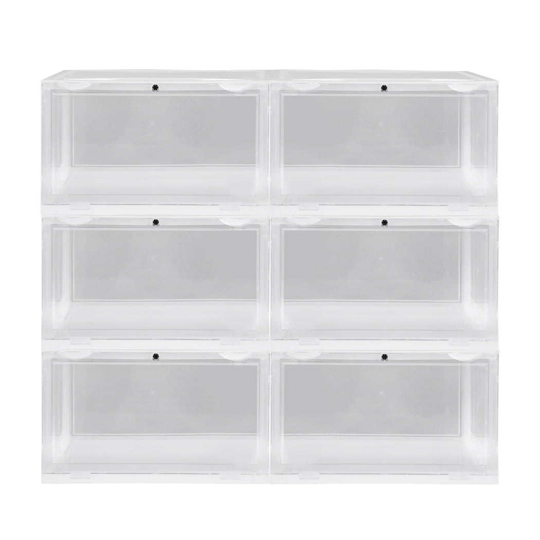 Sneaker Display Case Shoe Storage Box Clear Plastic Boxes Drawer Stackable 6pc