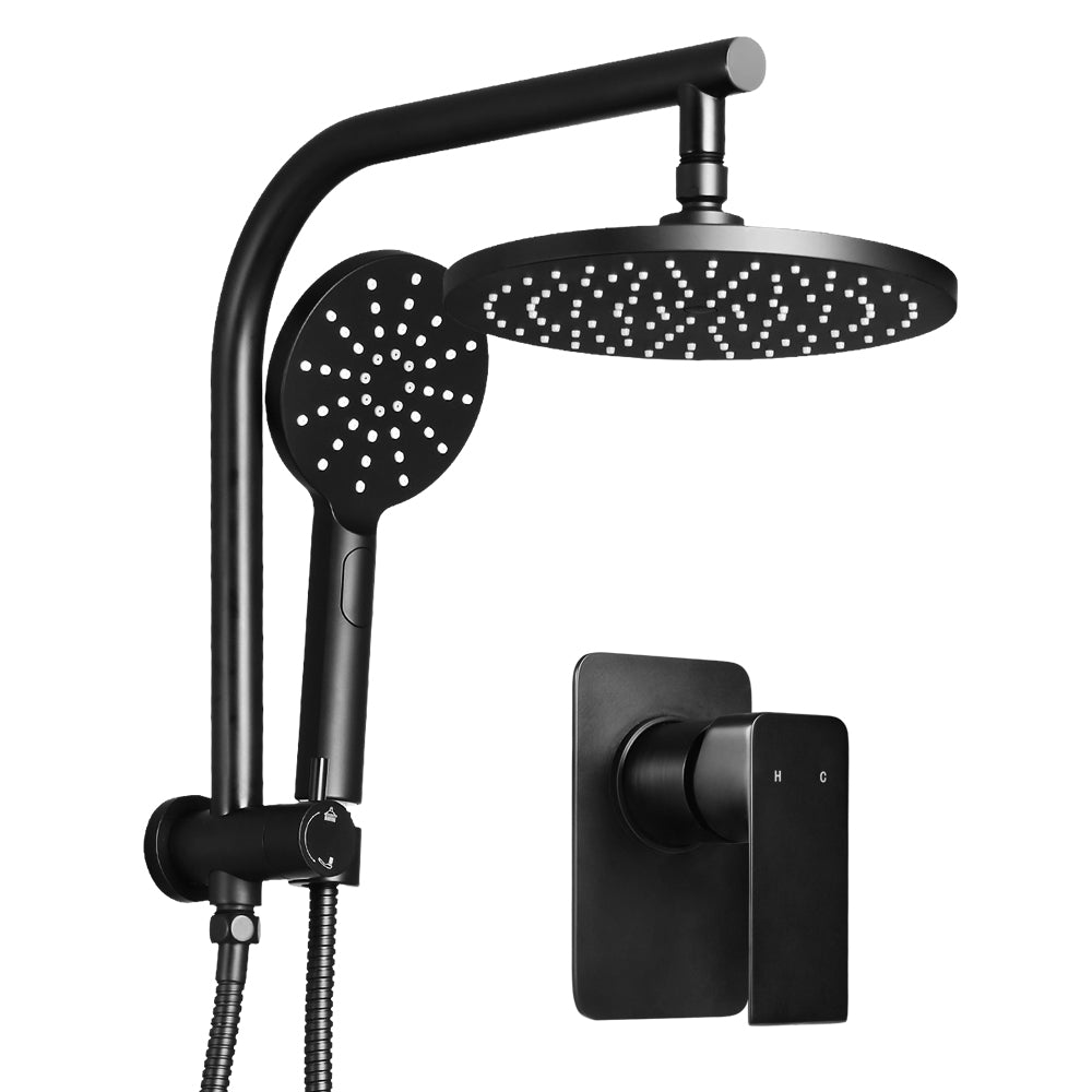 Cefito WELS 9&#39;&#39; Rain Shower Head Mixer Round Handheld High Pressure Wall Black