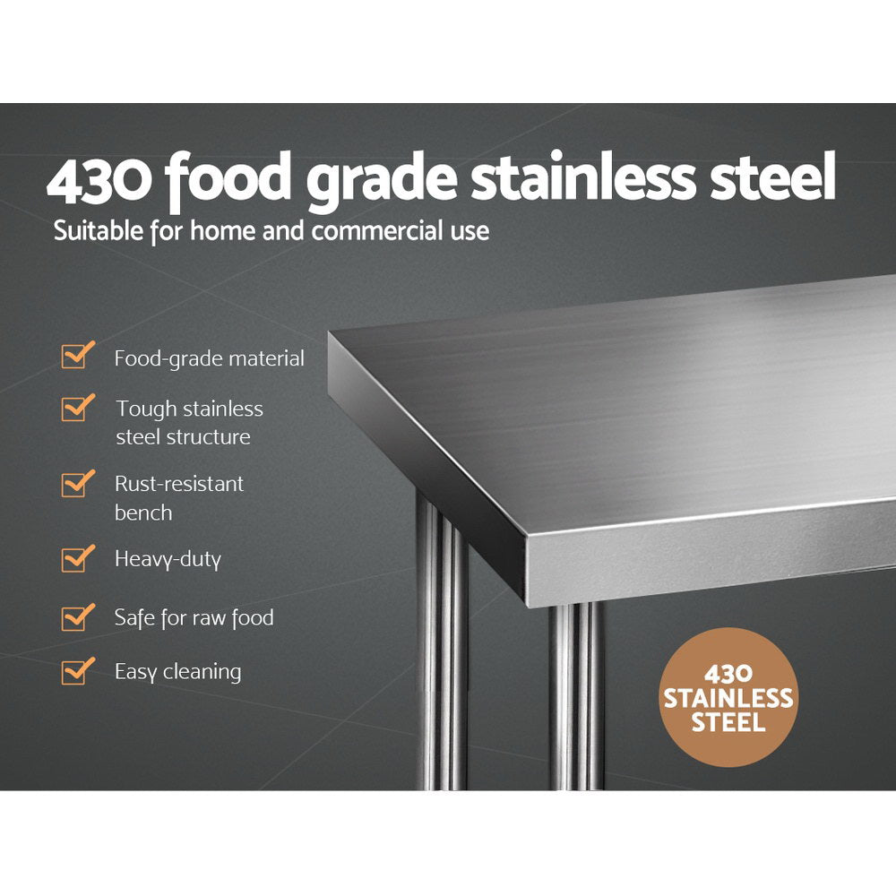 Cefito 610 x 1829mm Commercial Stainless Steel Kitchen Bench