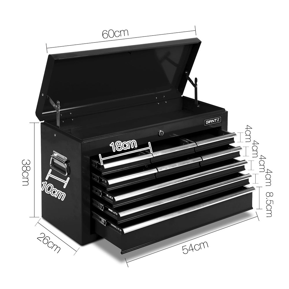 Giantz 9 Drawer Mechanic Tool Box Cabinet Storage - Black