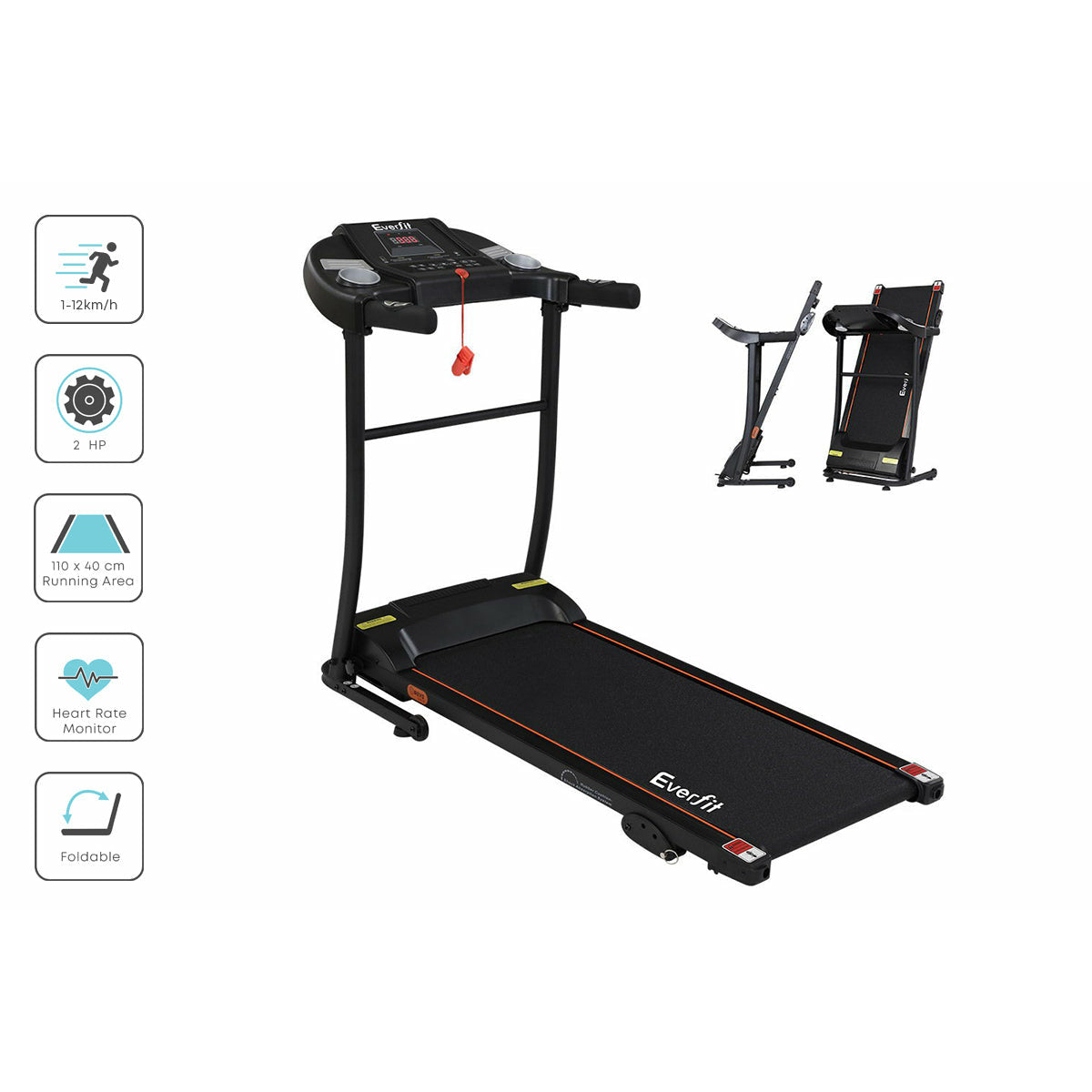 Everfit Electric Treadmill Incline Home Gym Exercise Machine Fitness 400mm