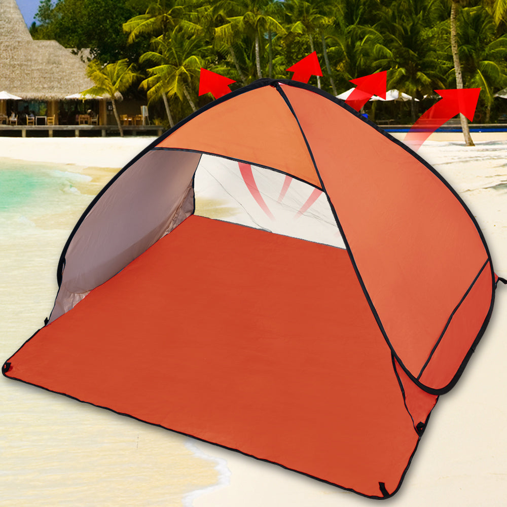 Pop Up Portable Beach Canopy Sun Shade Shelter Orange