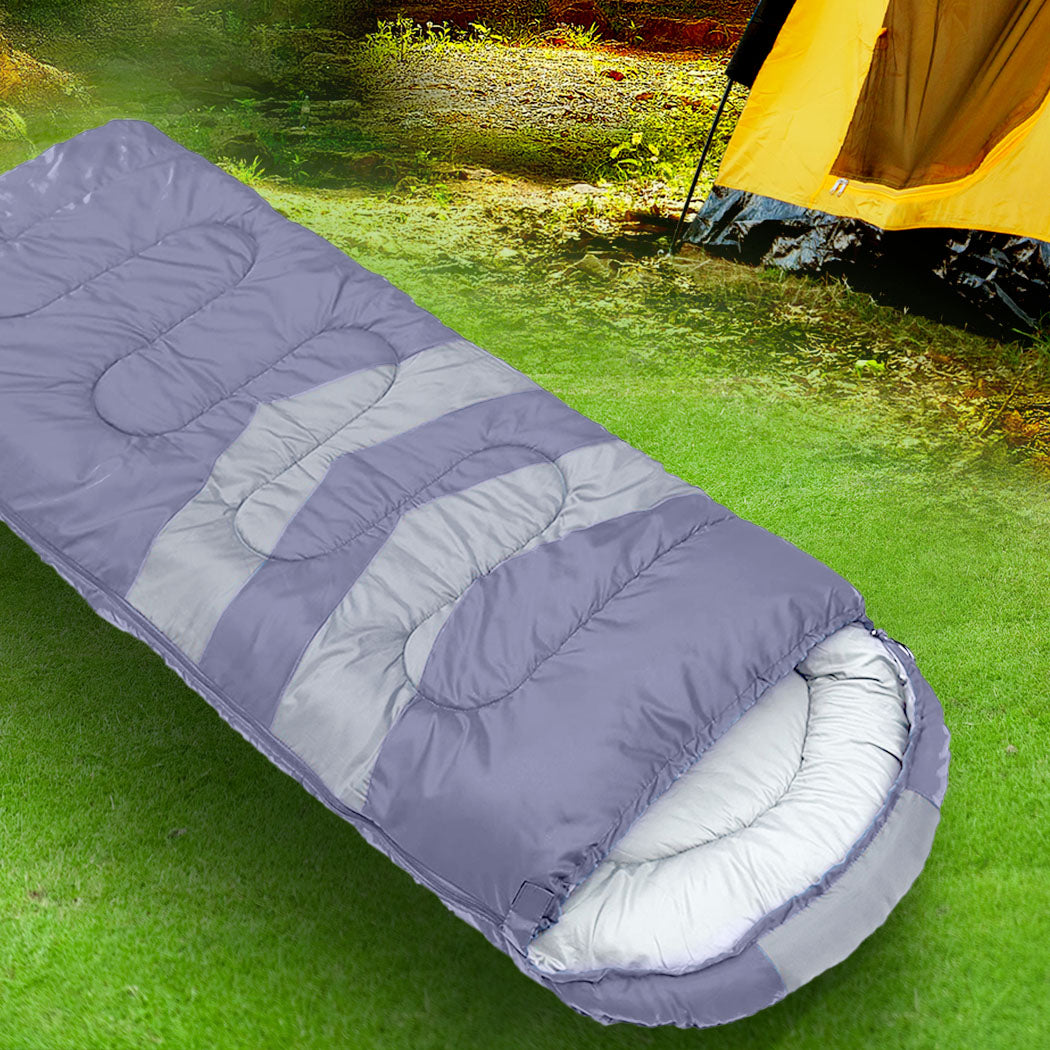 Mountview Single Sleeping Bag Bags Outdoor Camping Hiking Thermal -10â„ƒ Tent Grey