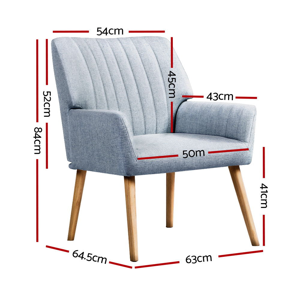 Artiss Armchair Lounge Chair Armchairs Accent Chairs Sofa Couch Fabric Grey