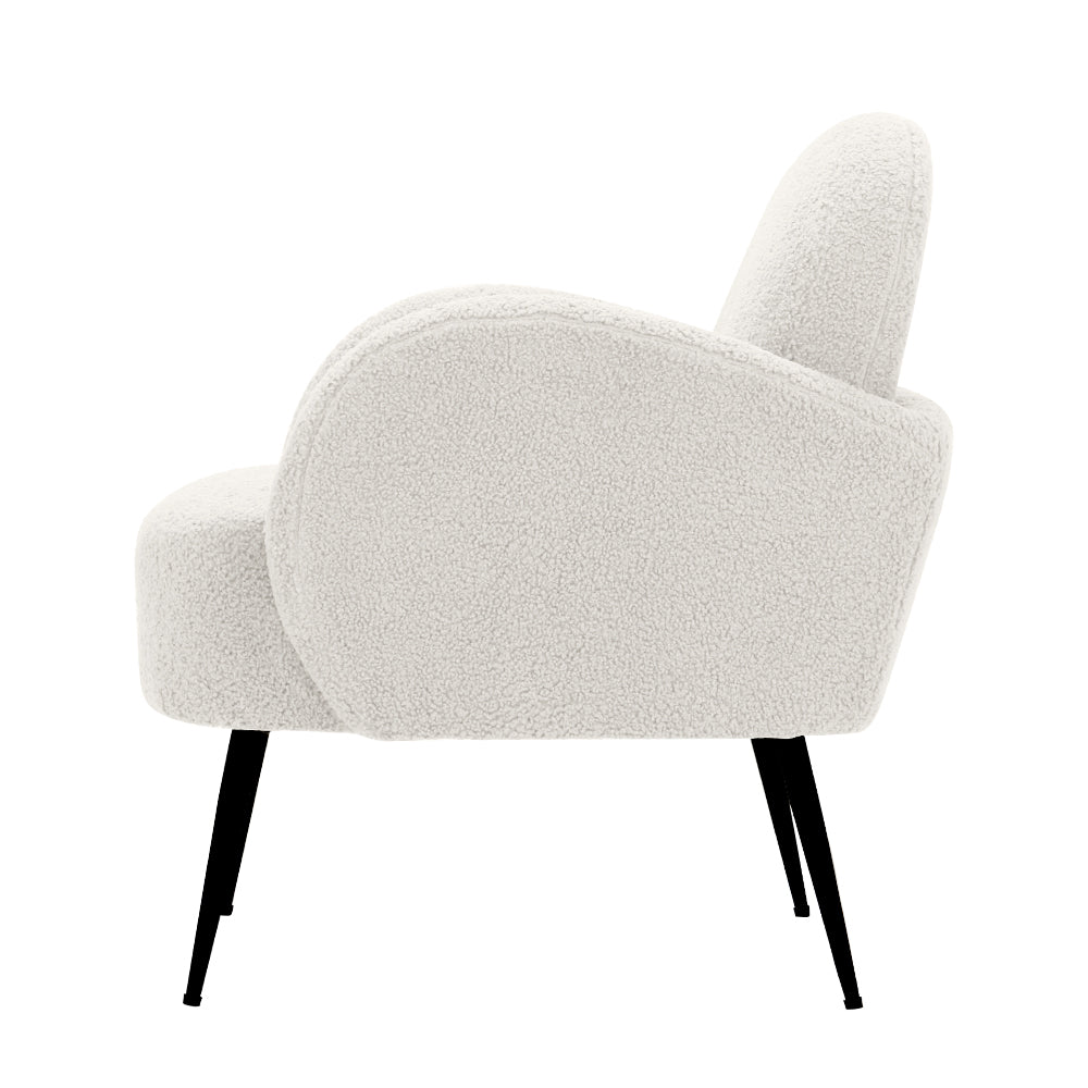 Artiss Armchair Lounge Chair Armchairs Accent Arm Chairs Sherpa Boucle White