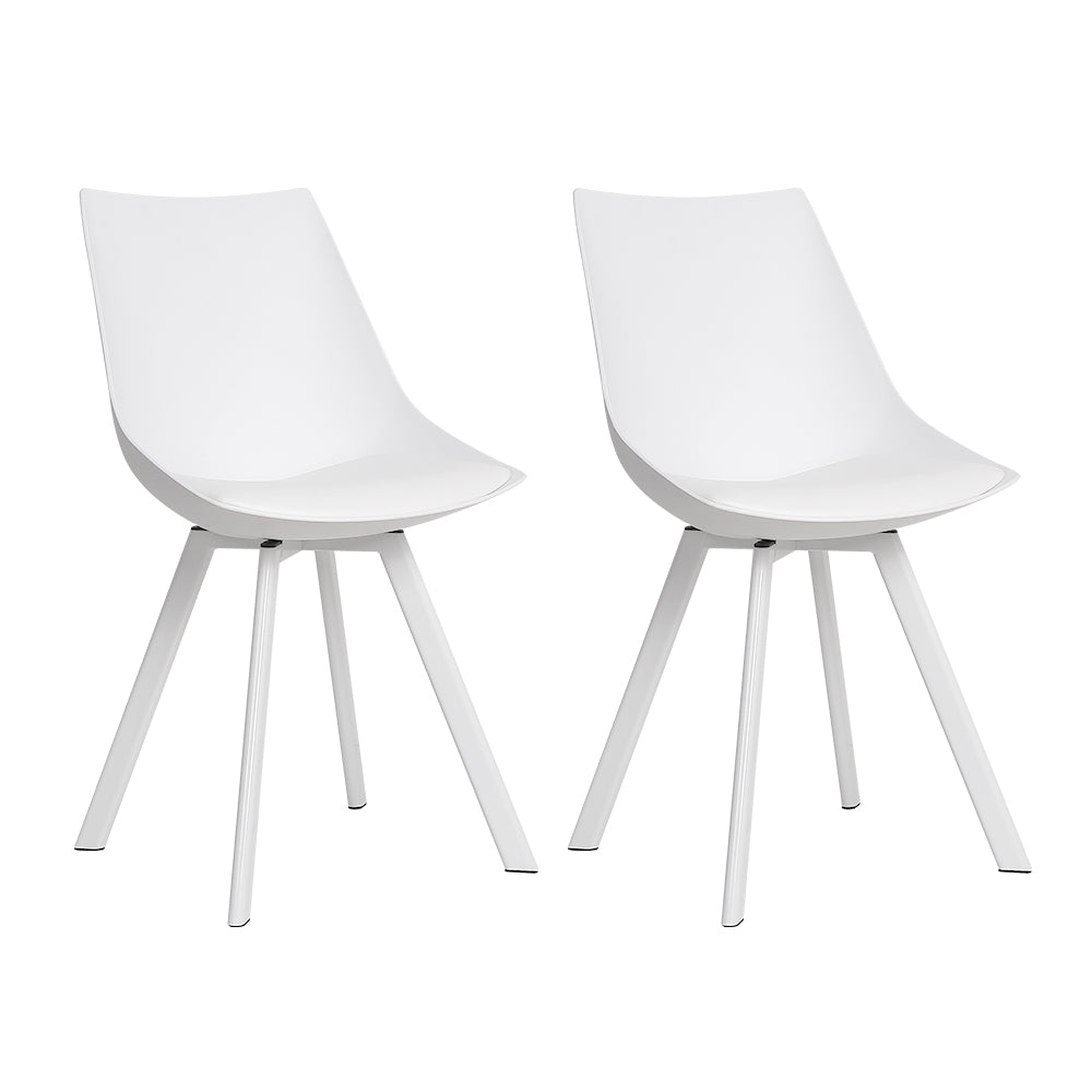Artiss Lylette Dining Chairs Cafe Chairs PU Leather Padded Seat Set of 2 White