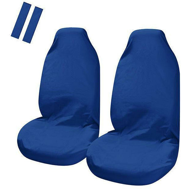 Universal Pulse Throwover Front Seat Covers - Bonus Seat Belt Buddies | Blue