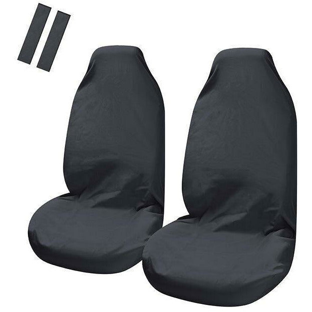 Universal Pulse Throwover Front Seat Covers - Bonus Seat Belt Buddies | Black