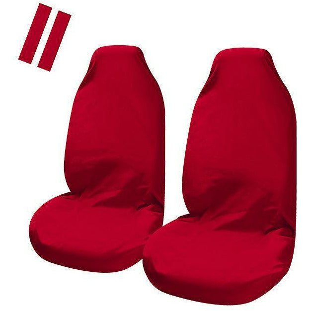 Universal Pulse Throwover Front Seat Covers - Bonus Seat Belt Buddies | Red