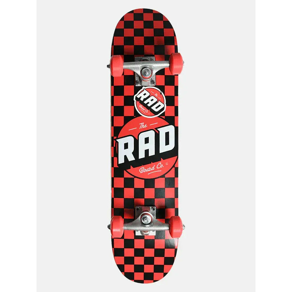 Rad Complete Dude Crew 7&quot; x 30&quot; Skateboard - Checkers Black / Red