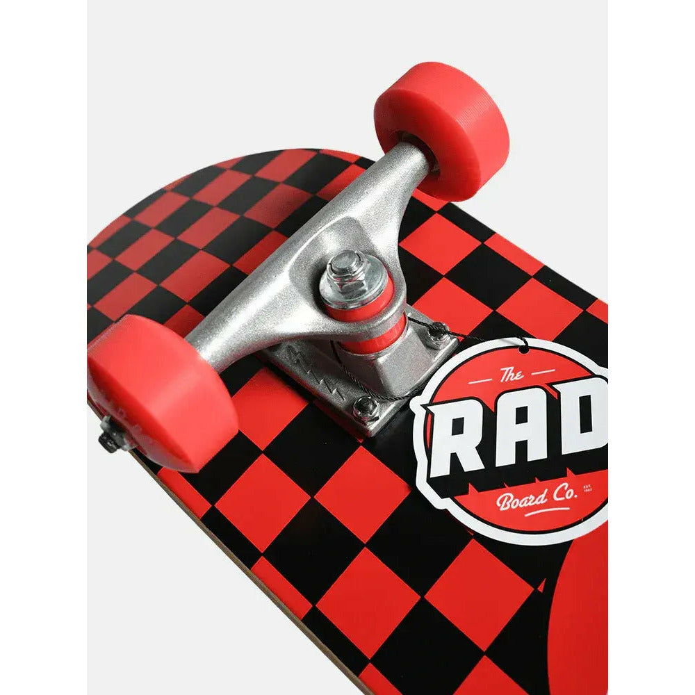 Rad Complete Dude Crew 7" x 30" Skateboard - Checkers Black / Red
