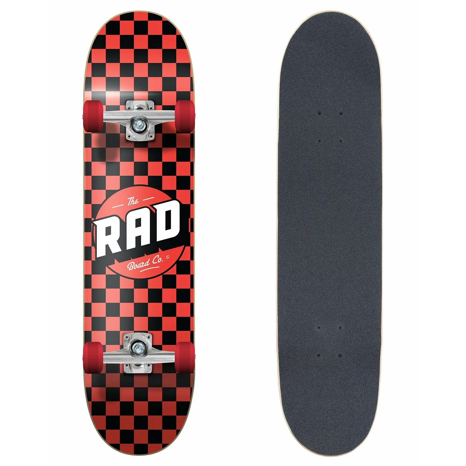 Rad Complete Dude Crew 7" x 30" Skateboard - Checkers Black / Red
