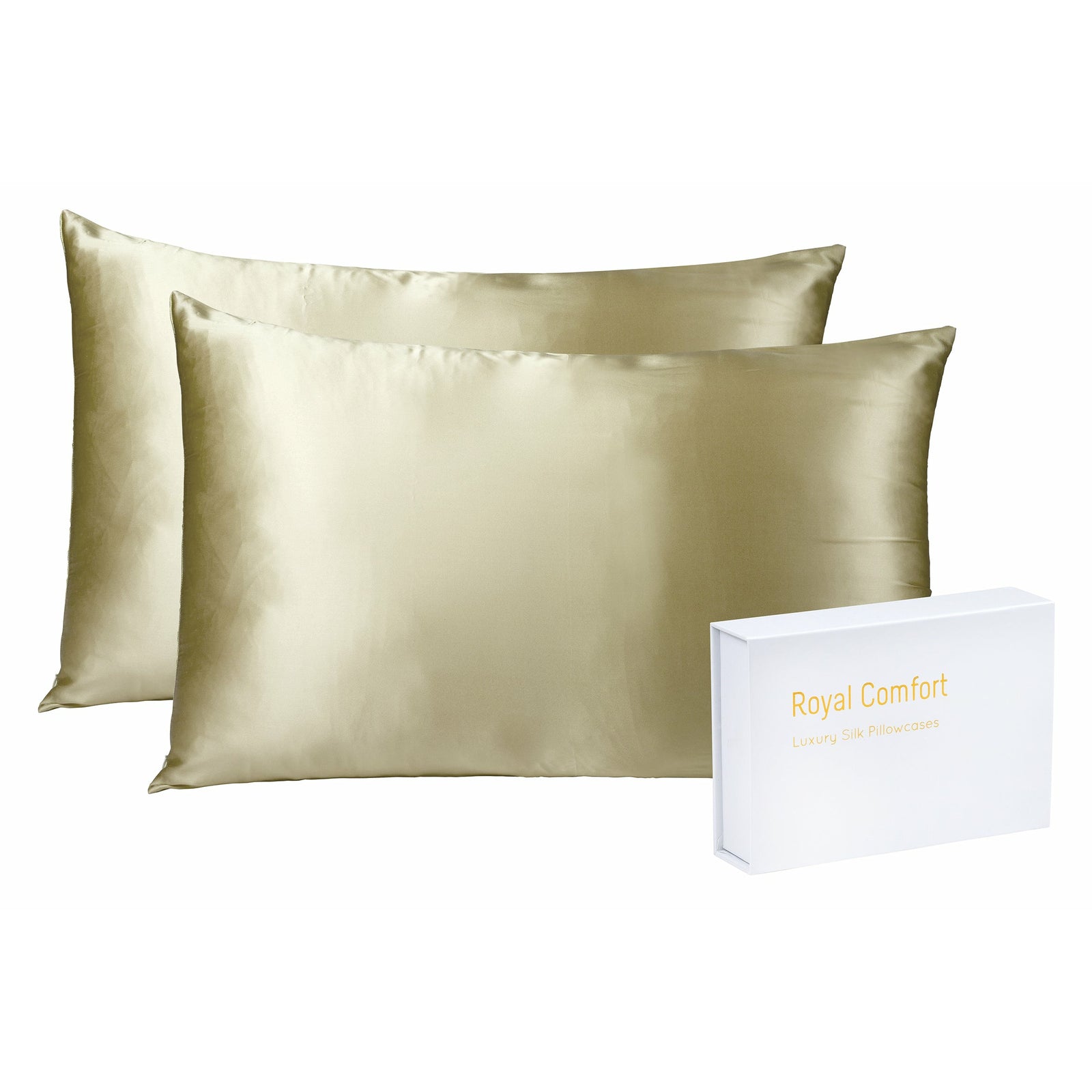 Royal Comfort Mulberry Soft Silk Hypoallergenic Pillowcase Twin Pack 51 x 76cm - Champagne
