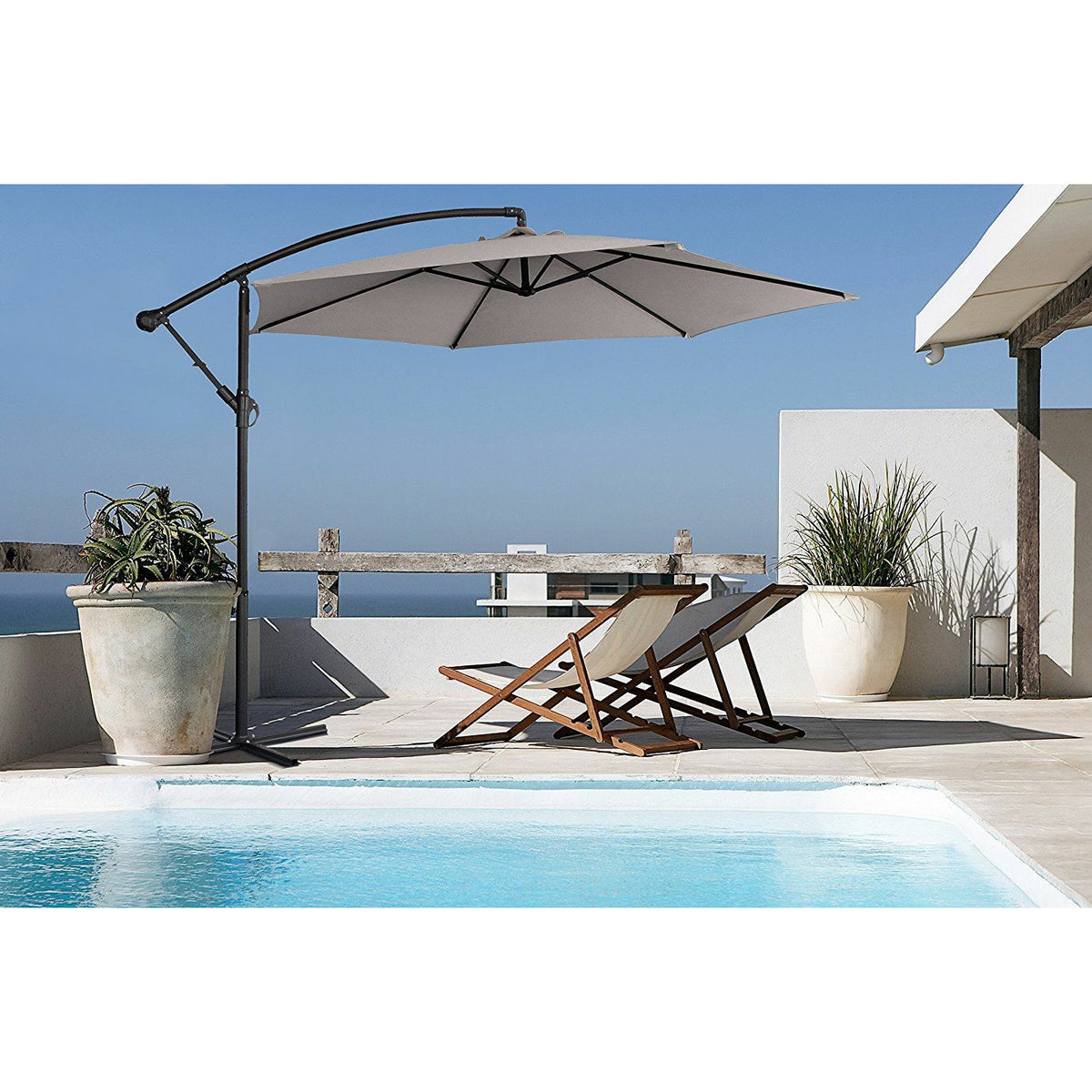 Milano 3M Outdoor Umbrella Cantilever With Protective Cover Patio Garden Shade - Beige