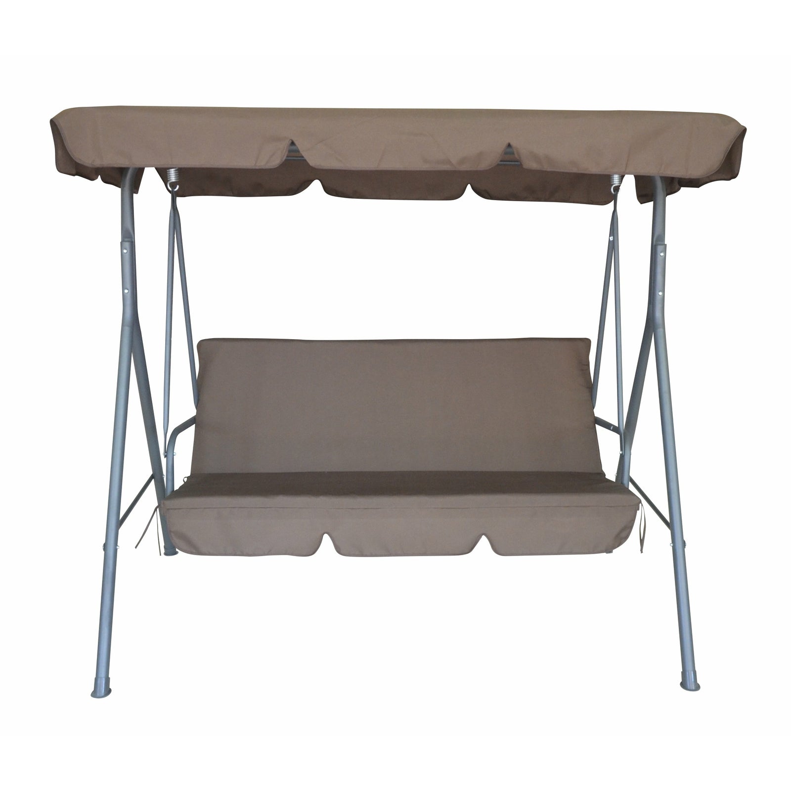 Milano Outdoor Swing Bench Seat Chair Canopy Furniture 3 Seater Garden Hammock - Coffee