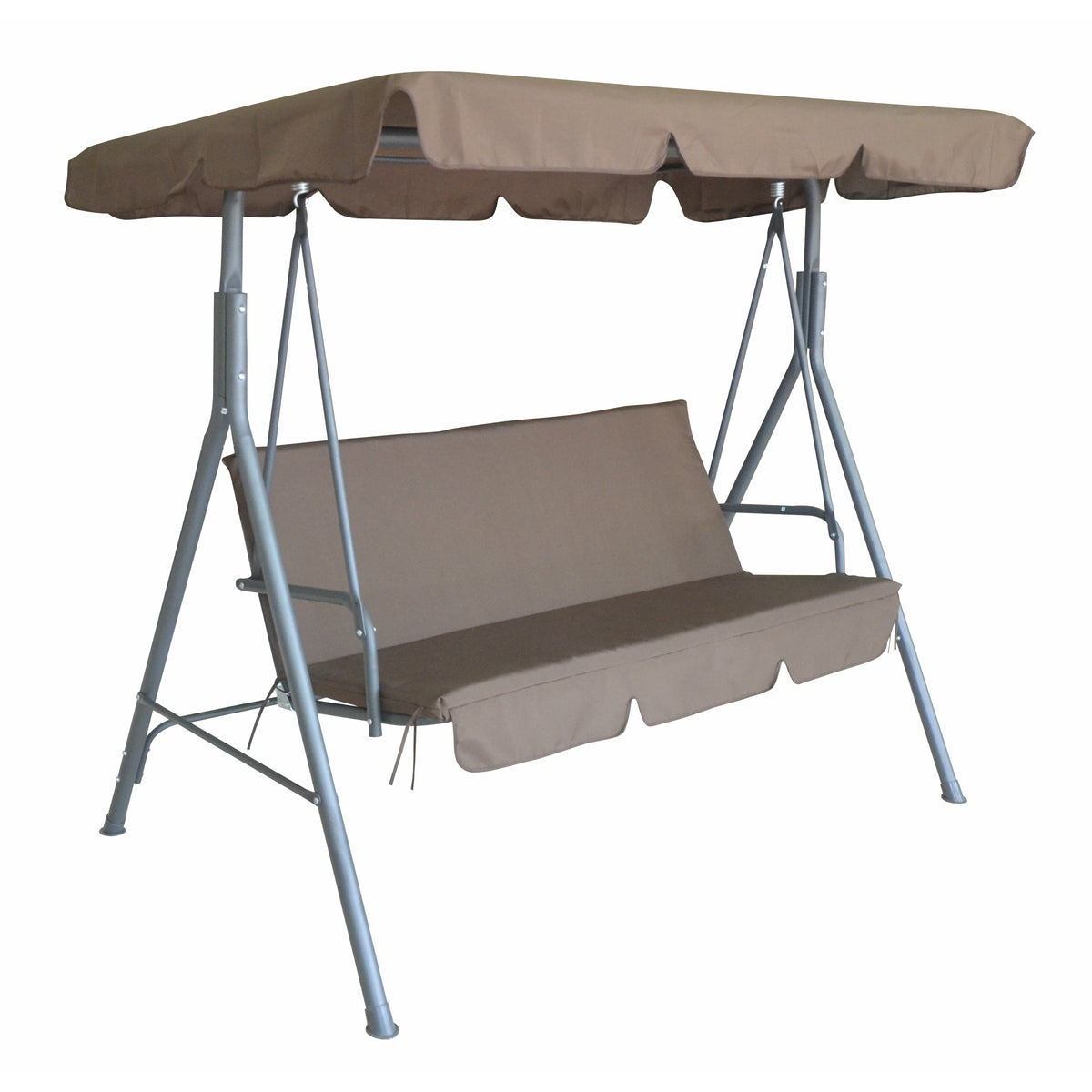 Milano Outdoor Swing Bench Seat Chair Canopy Furniture 3 Seater Garden Hammock - Coffee