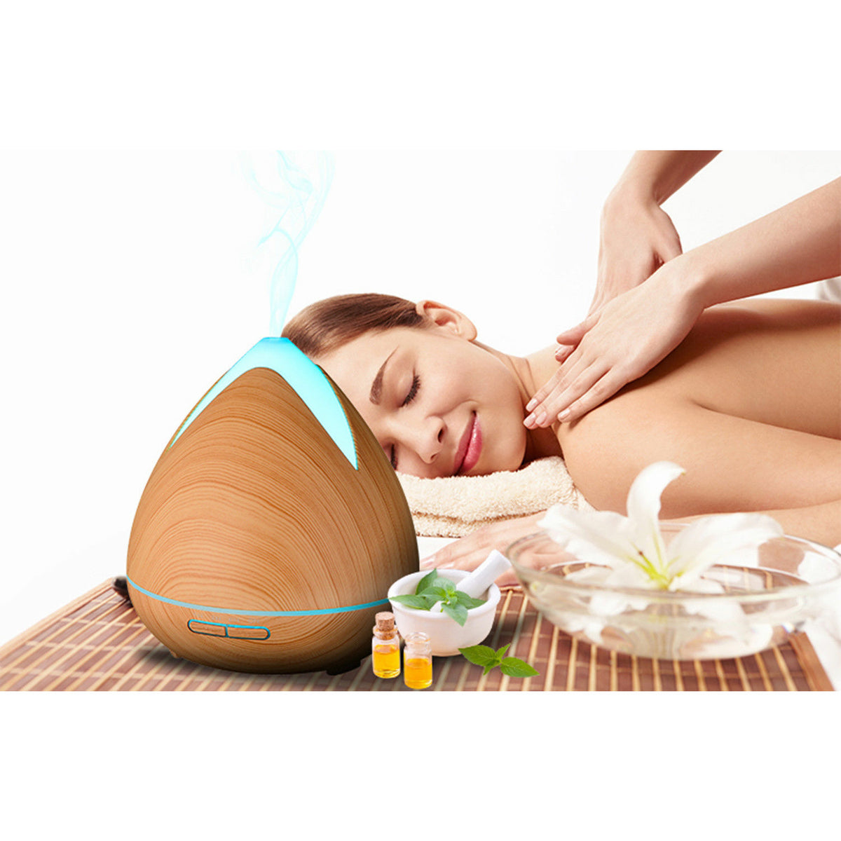 Essential Oils Ultrasonic Aromatherapy Diffuser Air Humidifier Purify 400ML - Light Wood