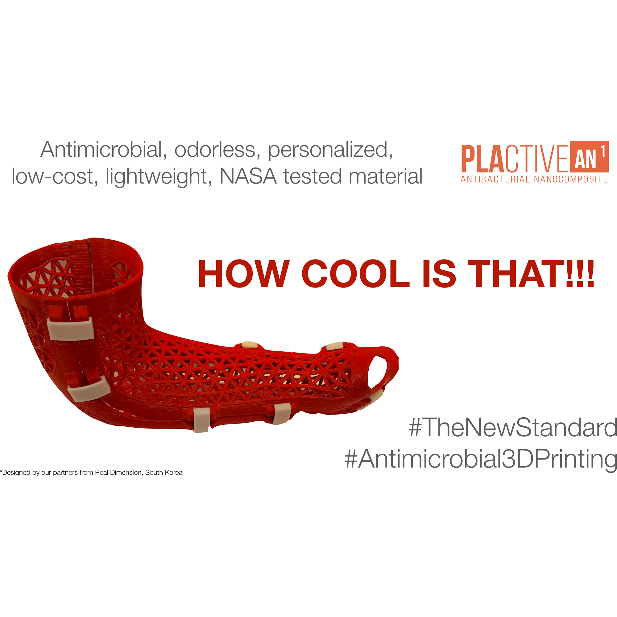 PLA Filament Copper 3D PLActive - Innovative Antibacterial 2.85mm 750gram Classic Red Color 3D Printer Filament