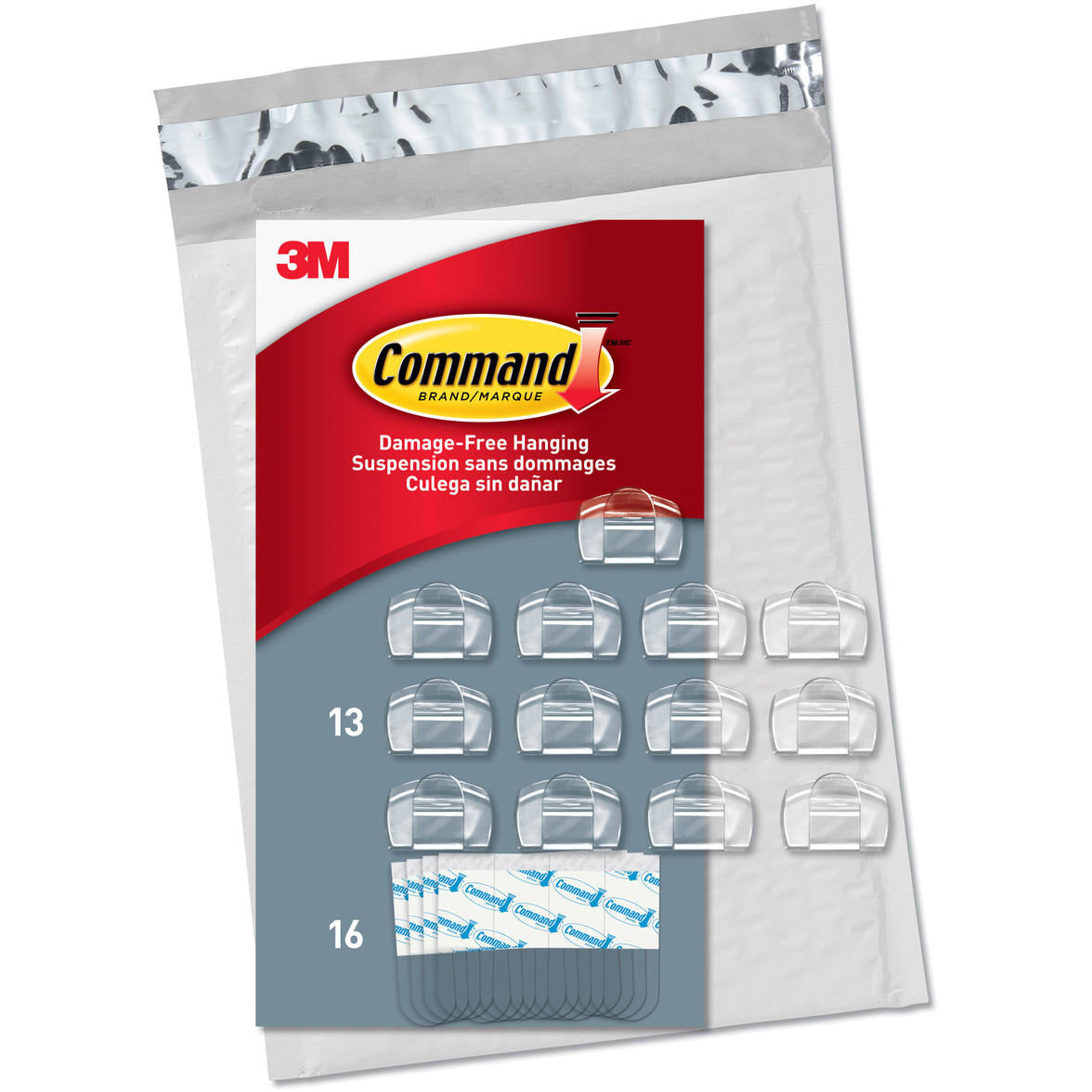 Command CL017-13NA Value Pack Round Cord, Clear, 13 Clips