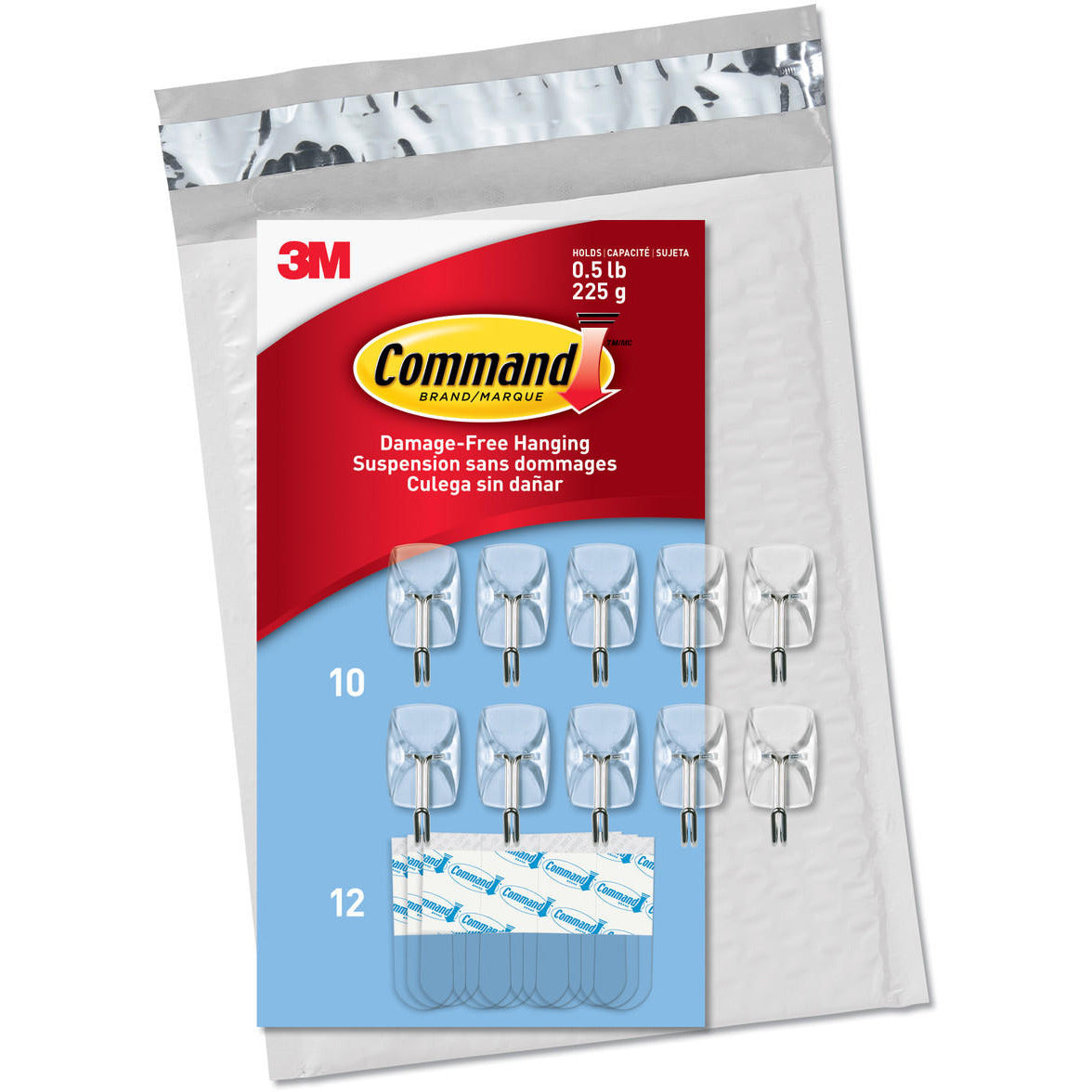 Command Small Clear Wire Value Pack, 10 Hooks and 12 Strips, CL067-10NA