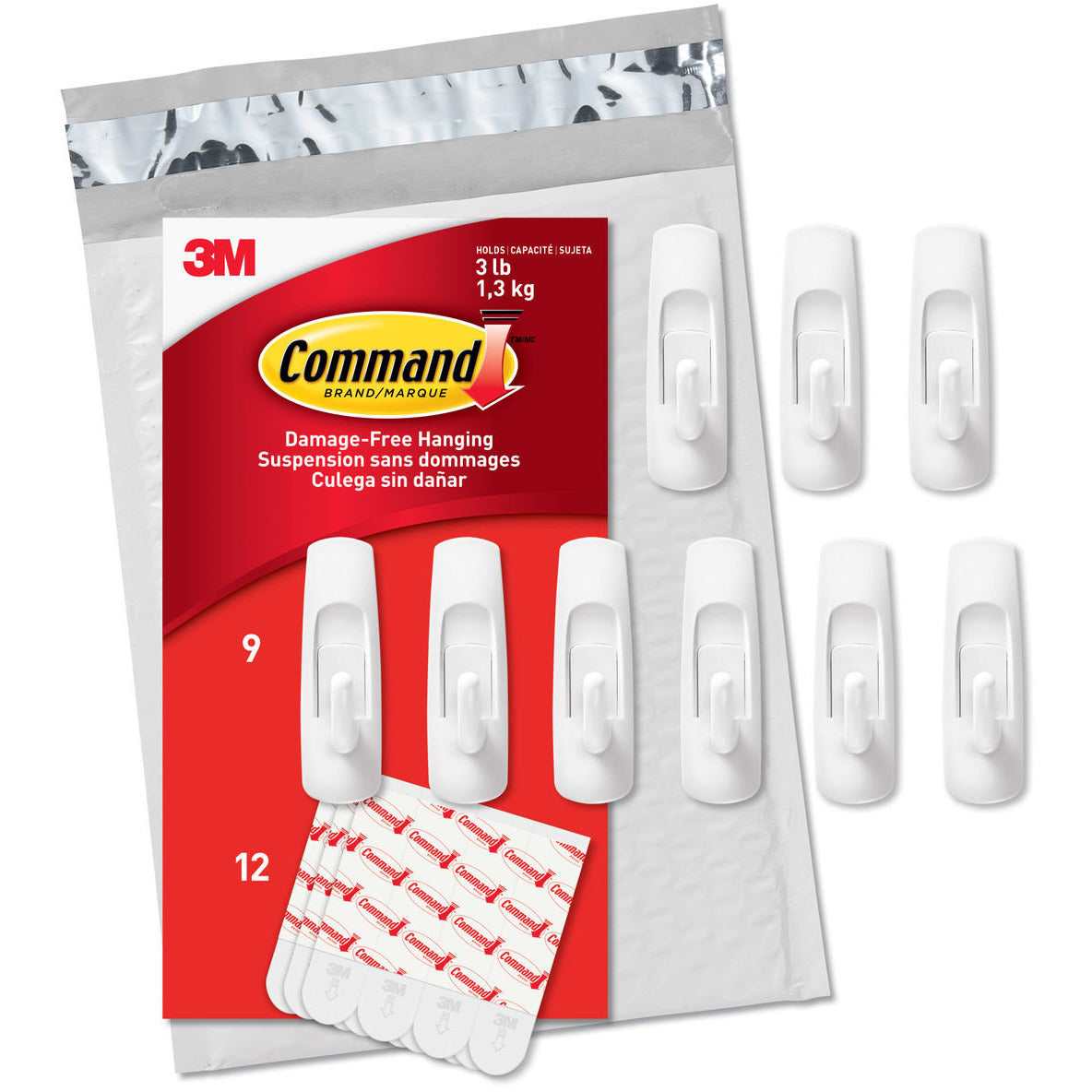 Command Medium Utility Value Pack, 9 Hooks and 12 Strips, GP001-9NA