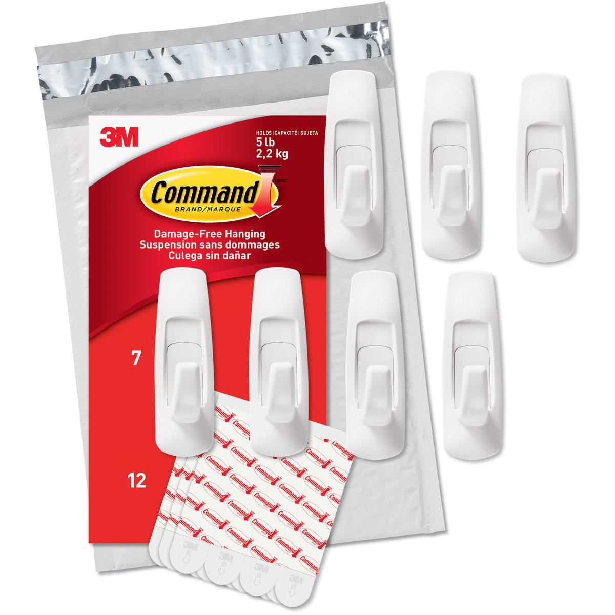 Command Large Utility Value Pack, 7 Hooks and 12 Strips, GP003-7NA