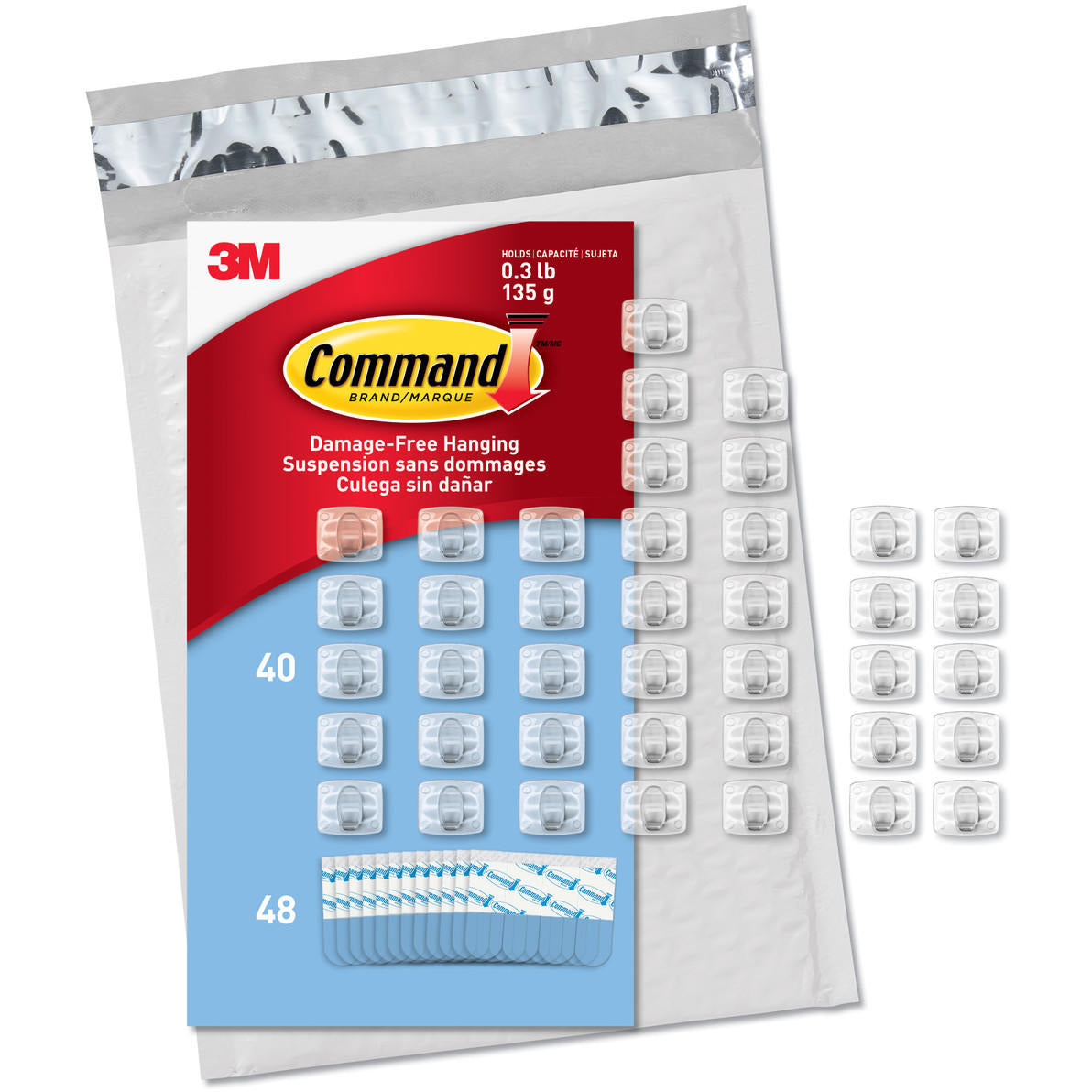 Command CL806-45NA Mini Light, 54 Strips (Easy to Open Packaging), 45 Clips, Clear