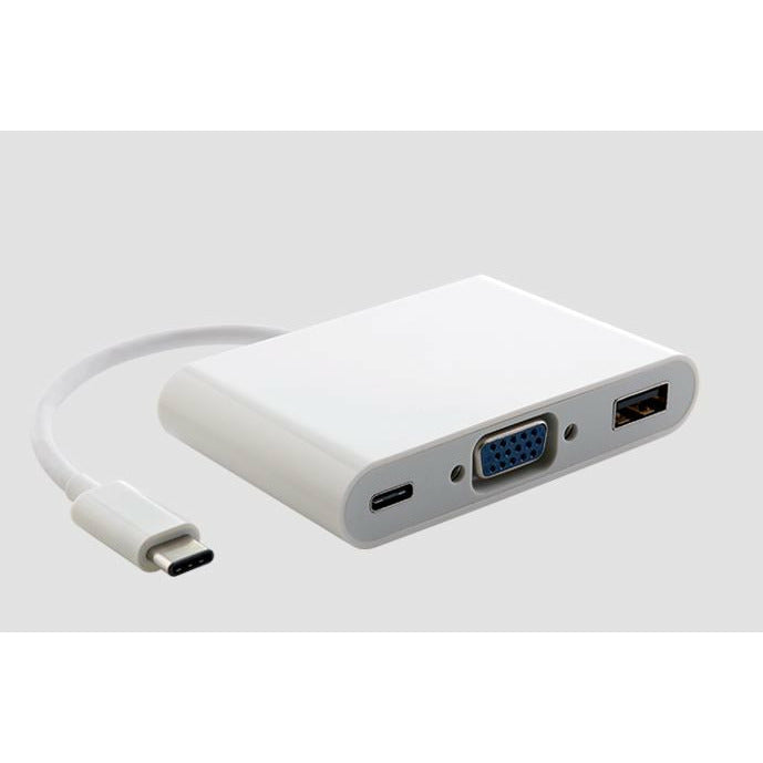 ASTROTEK Thunderbolt USB 3.1 Type C (USB-C) to VGA + USB + Card Reader Video Adapter Converter Male to Female for Apple Macbook Chromebook Pixel White