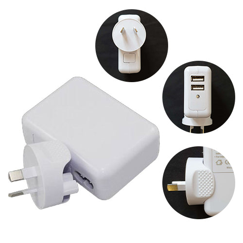 ASTROTEK USB Travel Wall Charger AU Power Adapter Plug 5V 2.1A 100V-240V 2 Ports White Colour for iPhone Samsung Smartphones &amp; USB Devices CBAT-USB-P