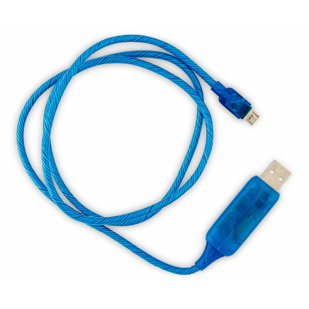 GENERIC 1m LED Light Up Visible Flowing Micro USB Charger Data Cable Blue Charging Cord for Samsung LG Android Mobile Phone