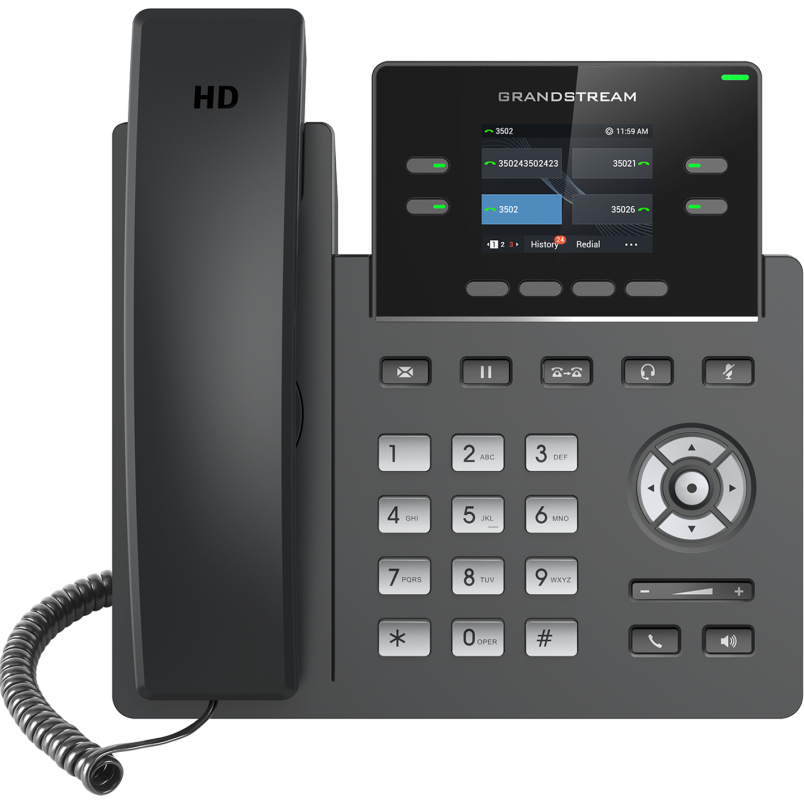 GRANDSTREAM GRP2612P 4 Line IP Phone, 2 SIP Accounts, 320x240 Colour Screen, HD Audio, Powerable Via POE