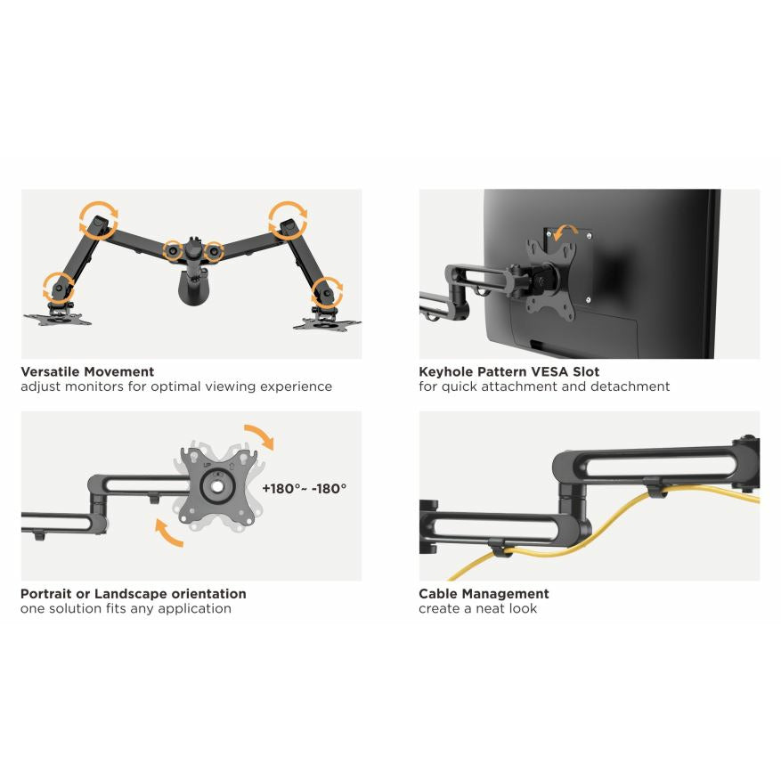 Brateck Dual Monitor Premium Articulating Aluminum Monitor Stand Fit Most 17"-32" Monitors Up to 8kg per screen