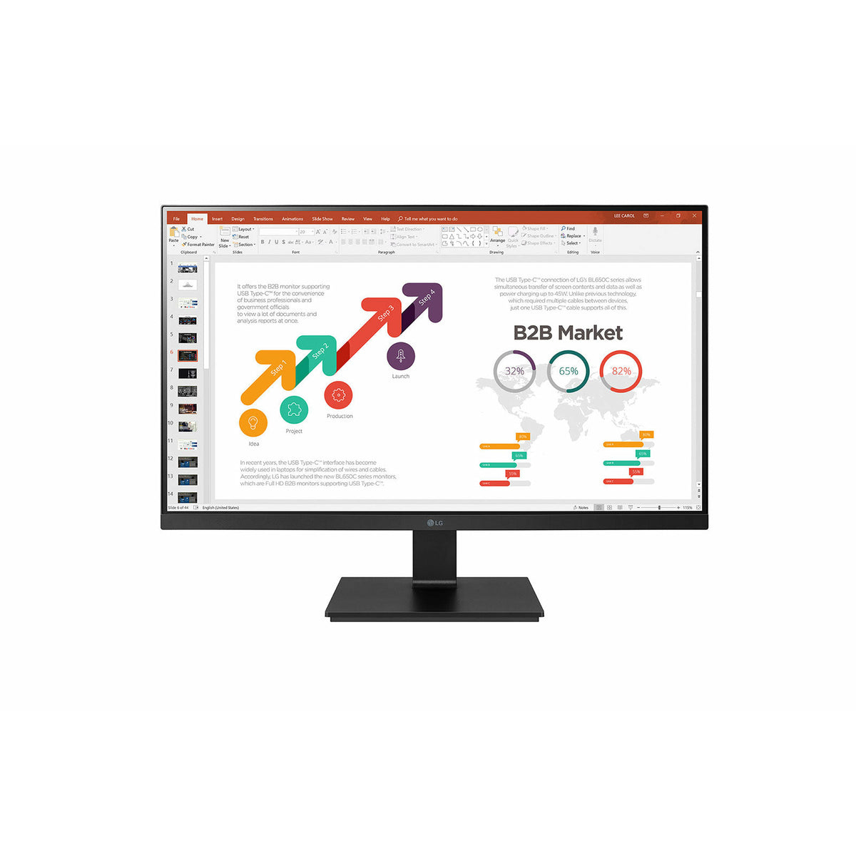 LG 23.8&quot; IPS 5ms Full HD B2B Monitor - HDMI/VGA Tilt VESA100mm USB, USB-C