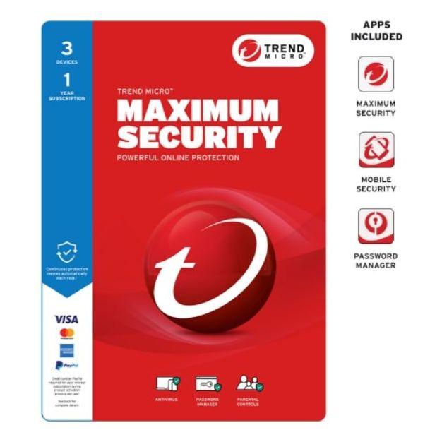 TREND MICRO Micro Maximum Security (3 Device)  Retail Mini Box Auto Renew