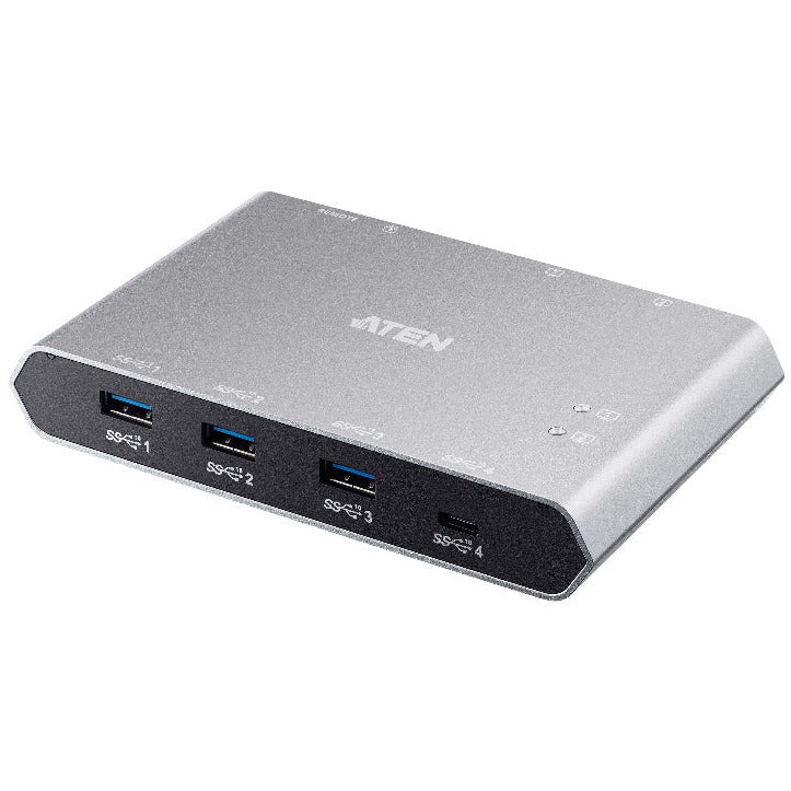 Aten Sharing Switch Gen2 2x4 USB-C, 2x PC, 4x USB 3.2 Gen2 Ports (1x USB-C), Power Passthrough, OSX &amp; Windows Compatible, Plug and Play