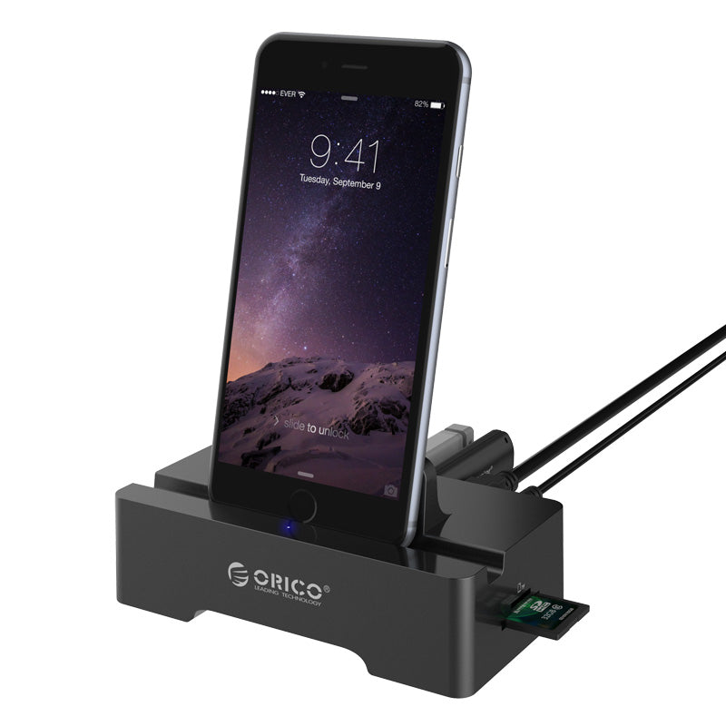 ORICO 3 Port USB2.0 Docking Station of Cellphone and PAD for SD &amp; TF with 1M USB3.0