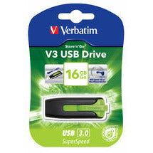 VERBATIM 16GB V3 USB3.0 Green Store\&#39;n\&#39;Go V3; Rectractable