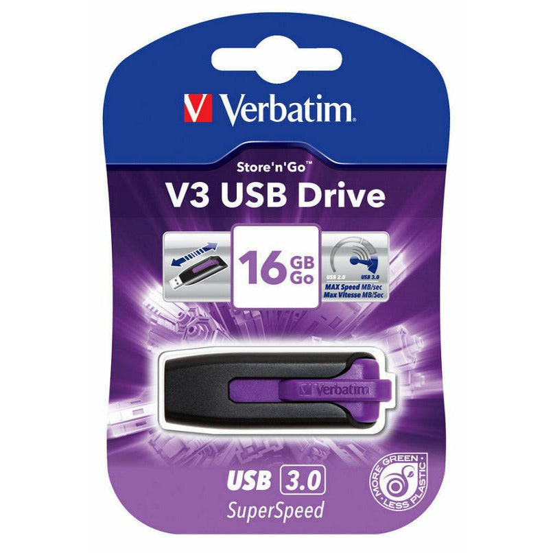 VERBATIM 16GB V3 USB3.0 Violet Store\&#39;n\&#39;Go V3; Rectractable