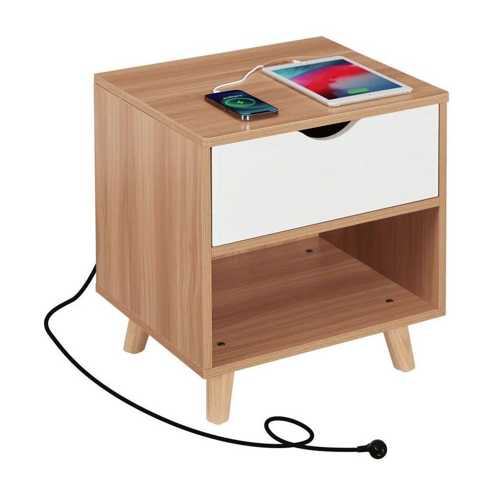 Bedside Table with Powerboard & USB Ports