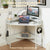 Compact L-Shaped Corner Desk with Built-In Power Board, White