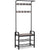 Greige and Black Steel Freestanding Coat Rack Stand with Removable Hooks, Bench and Shoe Rack, Height 183 cm