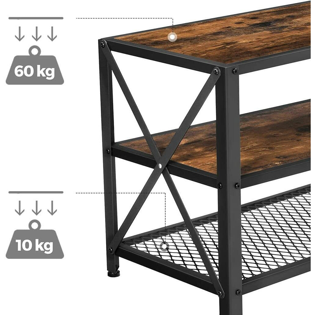 TV Stand for 60-Inch TV with Industrial Style Steel Frame Rustic Brown and Black