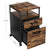 File Cabinet with 2 Drawers, Wheels and Open Compartment Rustic Brown and Black