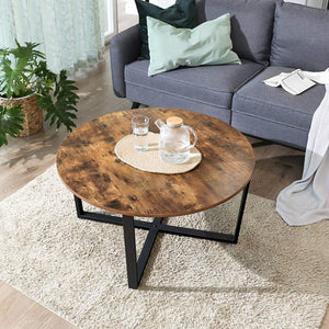 Round Coffee Table Rustic Brown and Black