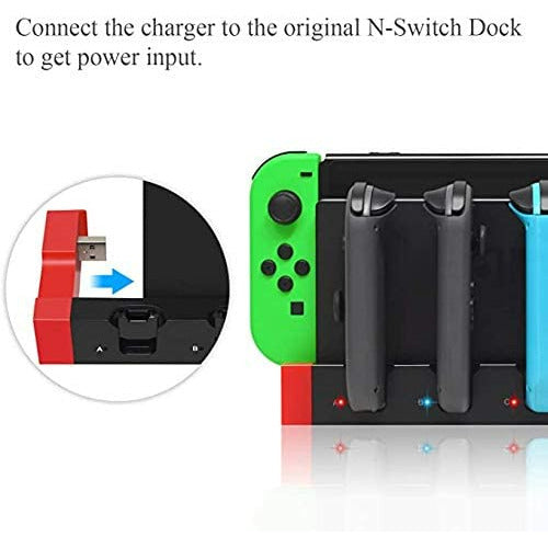 4 in1 Charger Station Stand for Nintendo Switch Joy-con with LED Indication