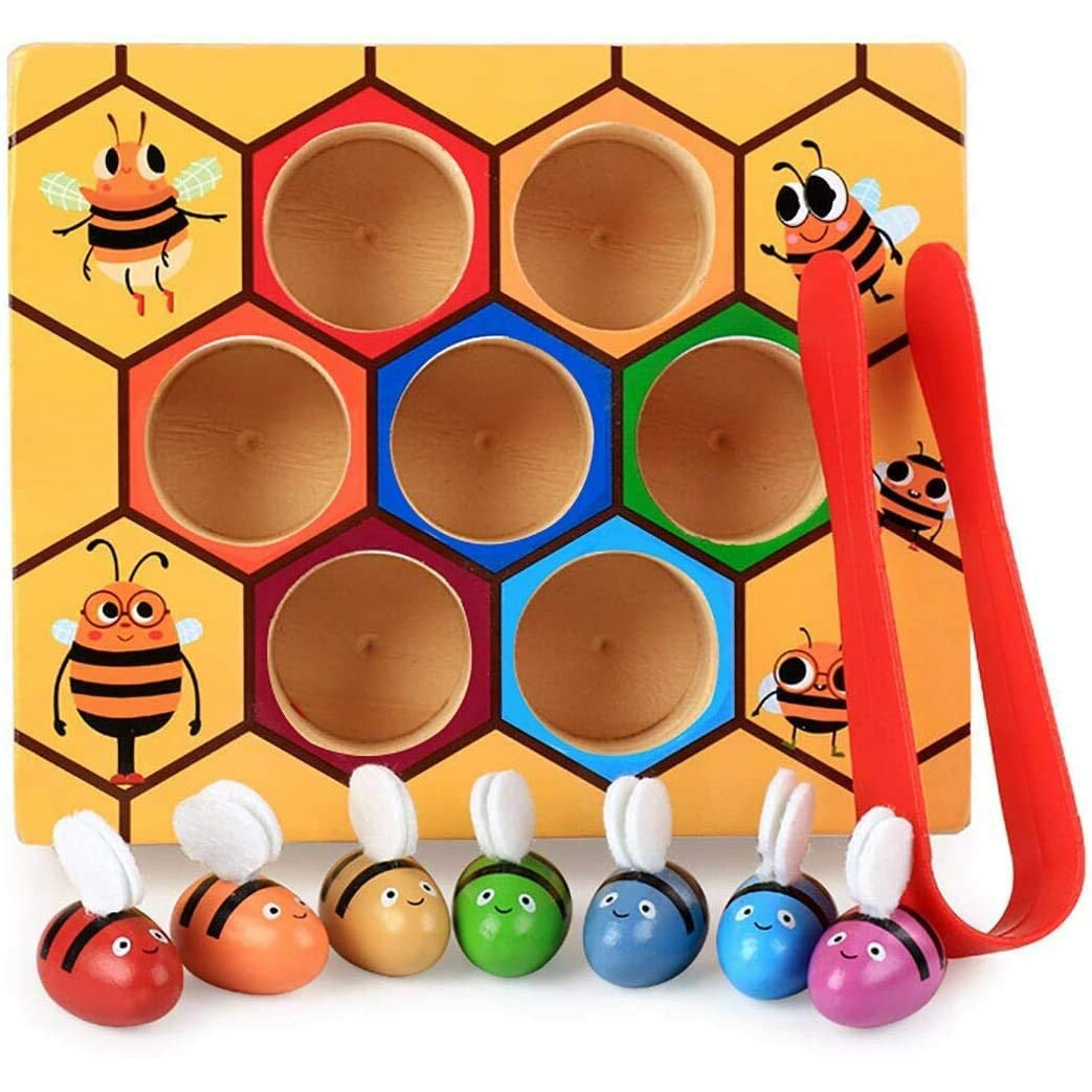 Wooden Bee Toddler Fine Motor Skill Toy - (Montessori Wooden Puzzle Early Learning Preschool Educational Kids)