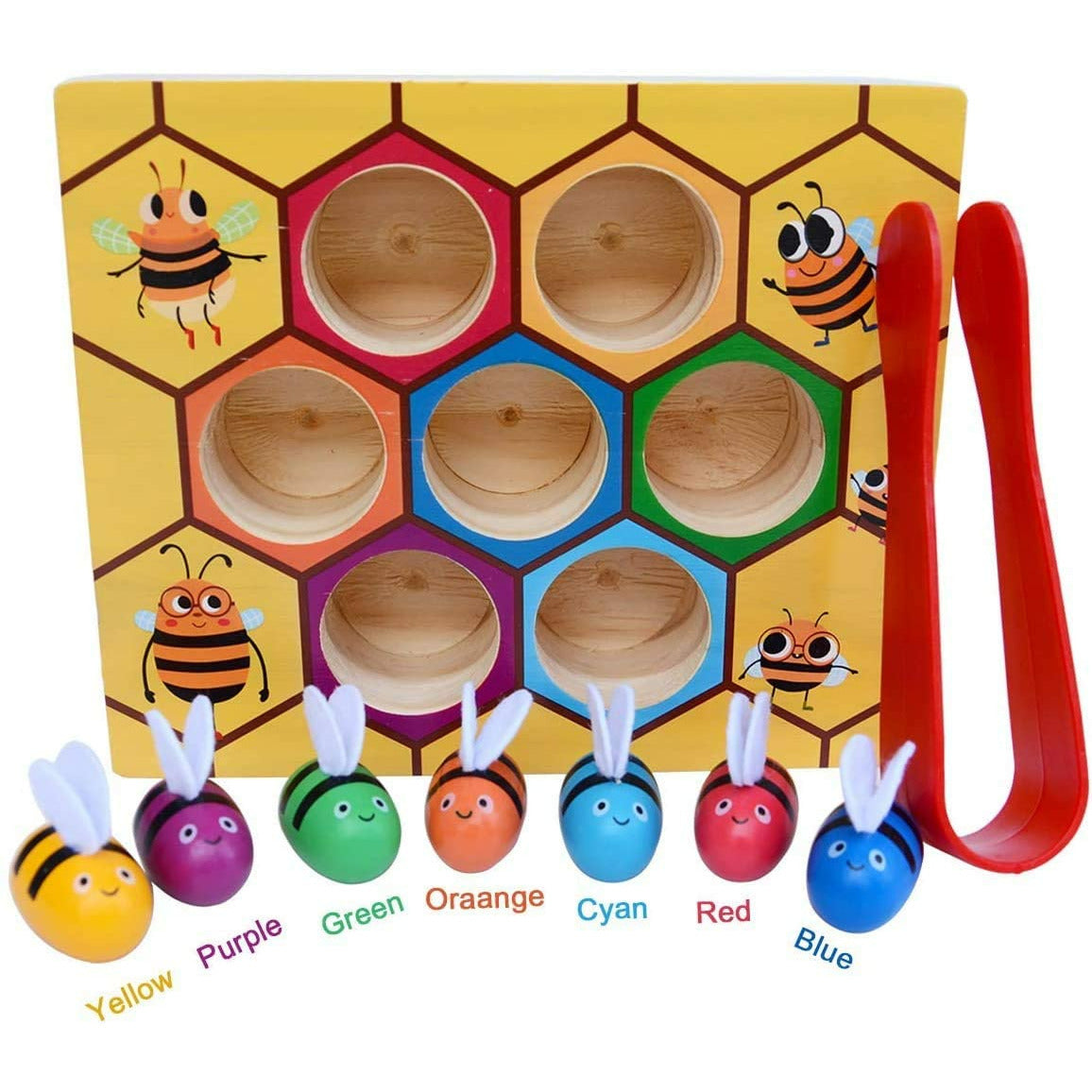 Wooden Bee Toddler Fine Motor Skill Toy - (Montessori Wooden Puzzle Early Learning Preschool Educational Kids)