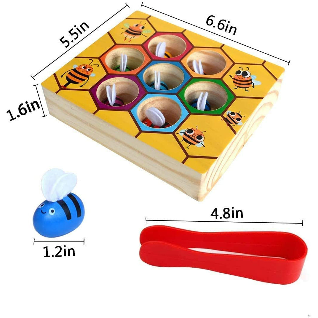 Wooden Bee Toddler Fine Motor Skill Toy - (Montessori Wooden Puzzle Early Learning Preschool Educational Kids)