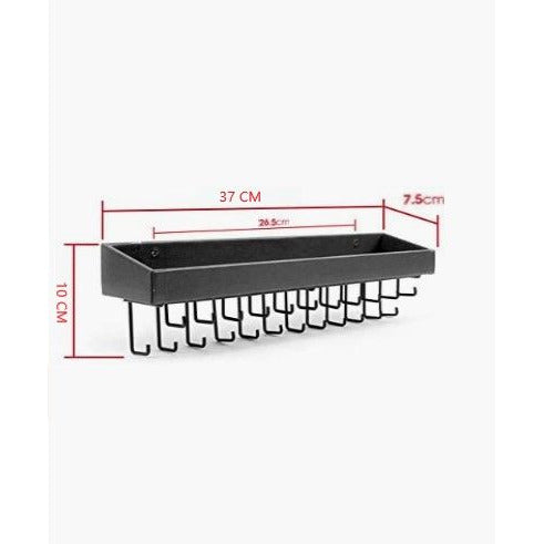 Wall Mount Hanging Jewellery Organiser Holder with 23 Hooks (Black)